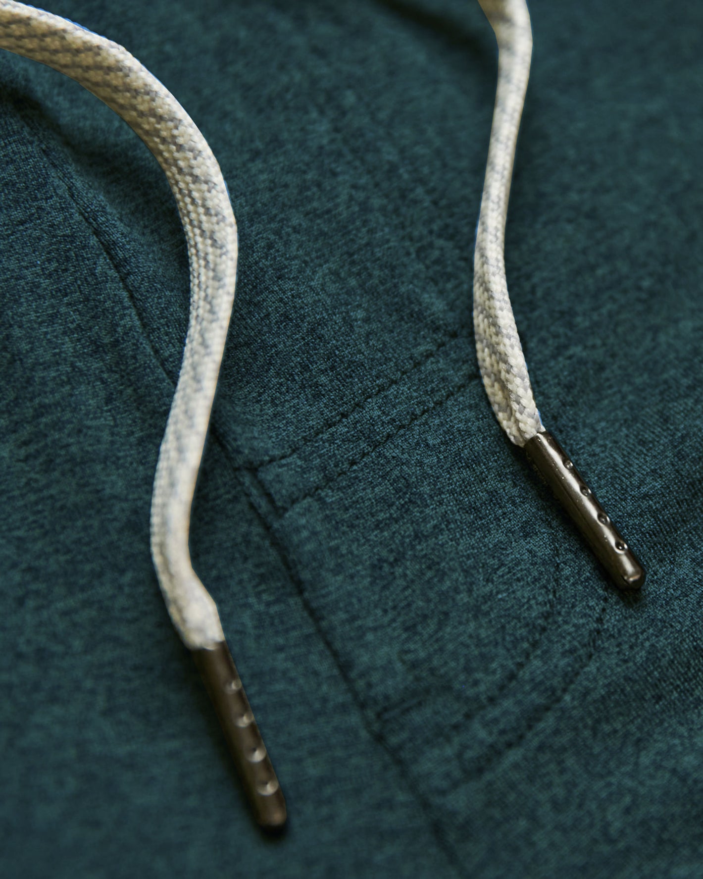 Dark Heather Centurion Active Comfort Shorts close-up, highlighting drawcords and stitching.