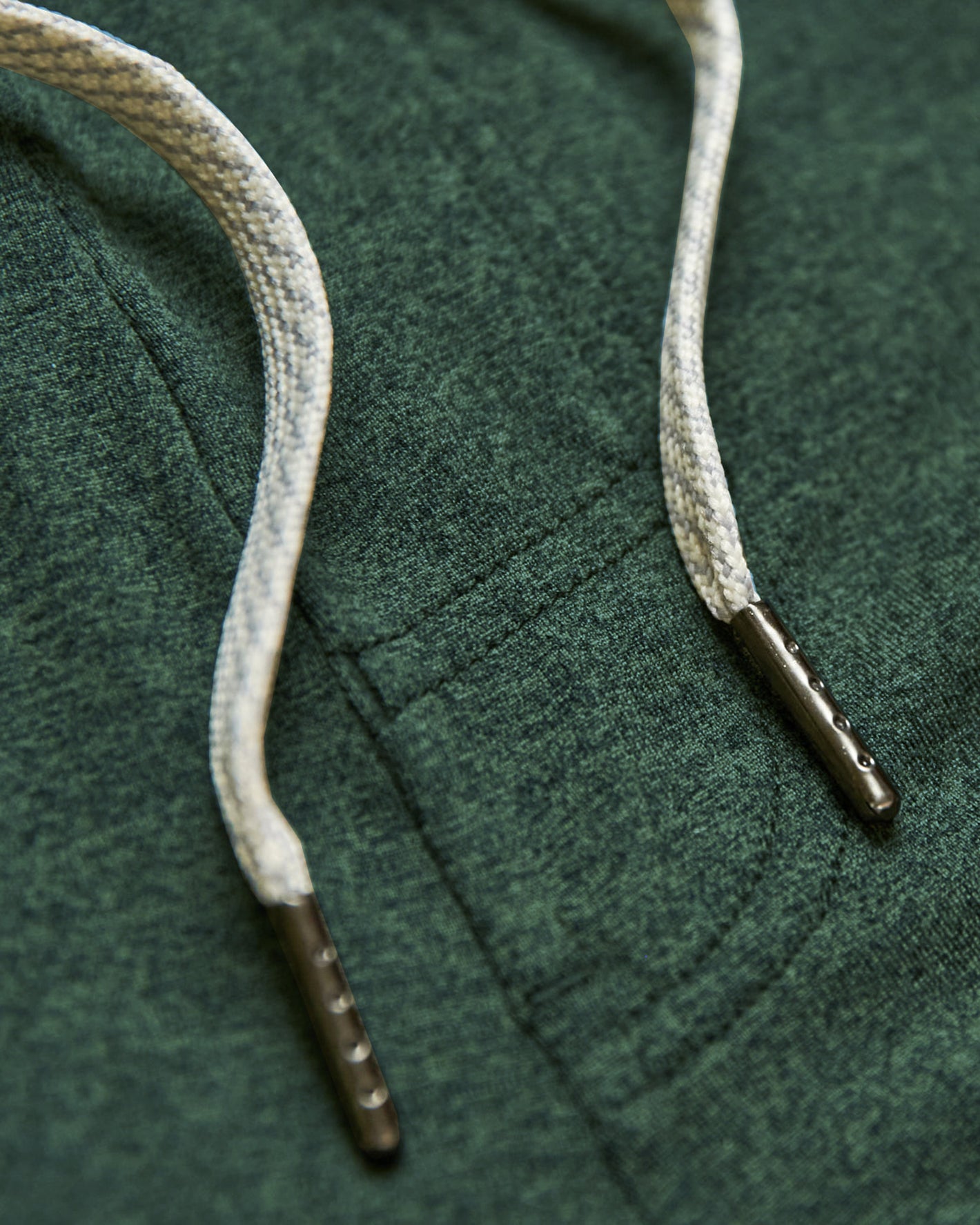 Heather Forest Active Comfort Shorts close-up, showcasing textured fabric and braided drawstrings.