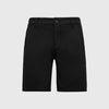 9 Black Comfort Knit Chino Shorts, front view with button-and-zip closure.