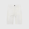 Ivory Neutral Chino Shorts with button-up front, side pockets, belt loops.