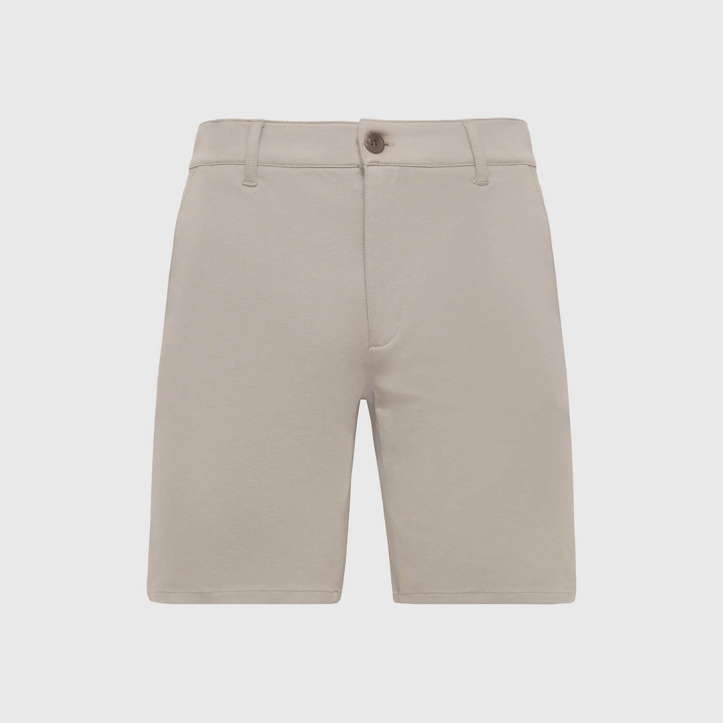 Sandstone Neutral Chino Shorts with button closure and side pockets.