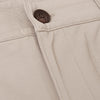 Sandstone Neutral Chino Shorts waistband with brown button and seam detail.