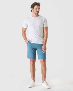 True ClassicMan wearing 9 Sapphire & Slate Green Comfort Knit Chino Shorts 2-Pack.