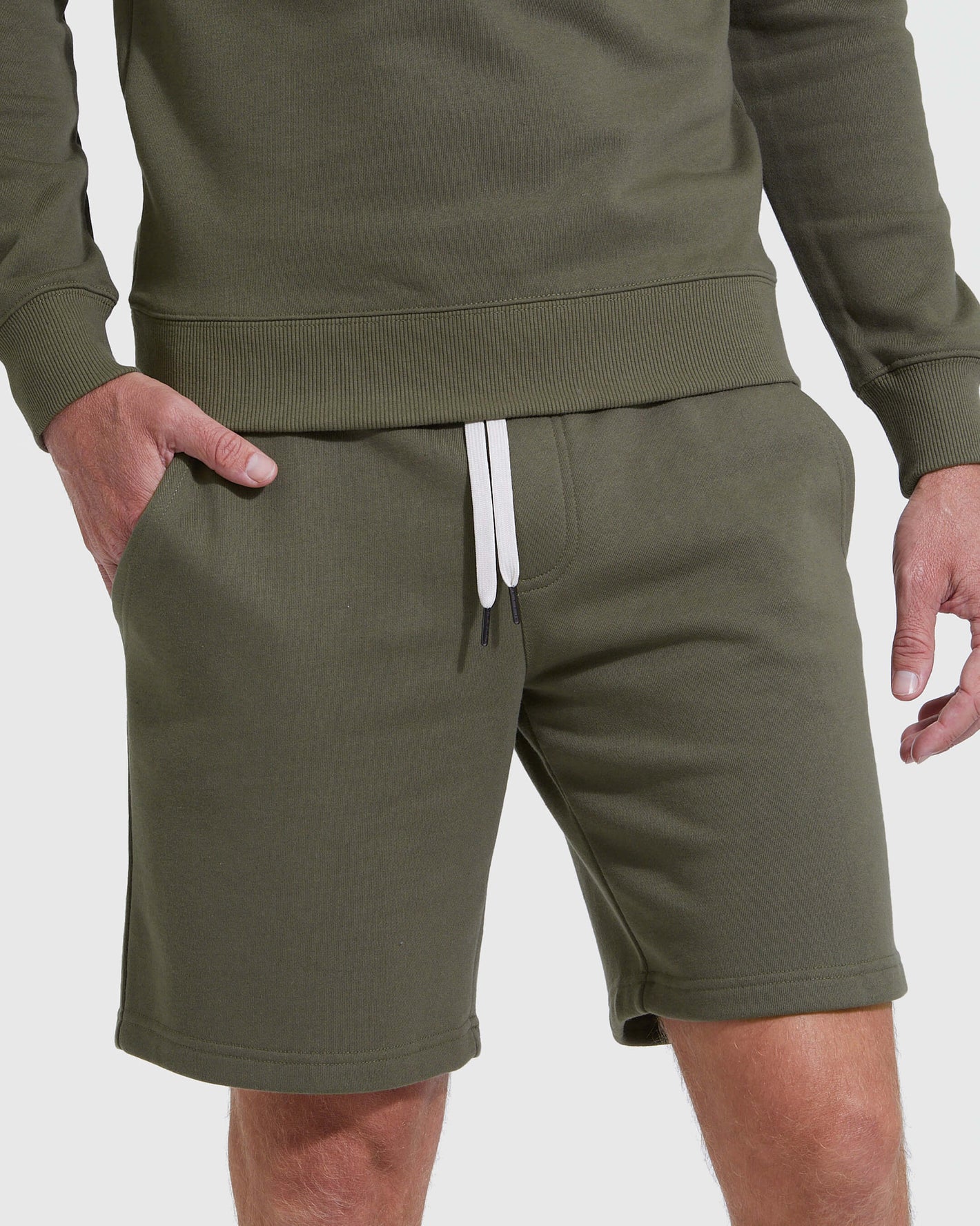Military Green Fleeced French Terry Short