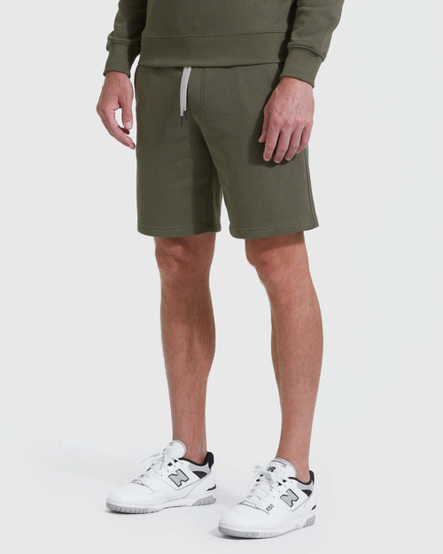 Military Green Fleece French Terry Shorts