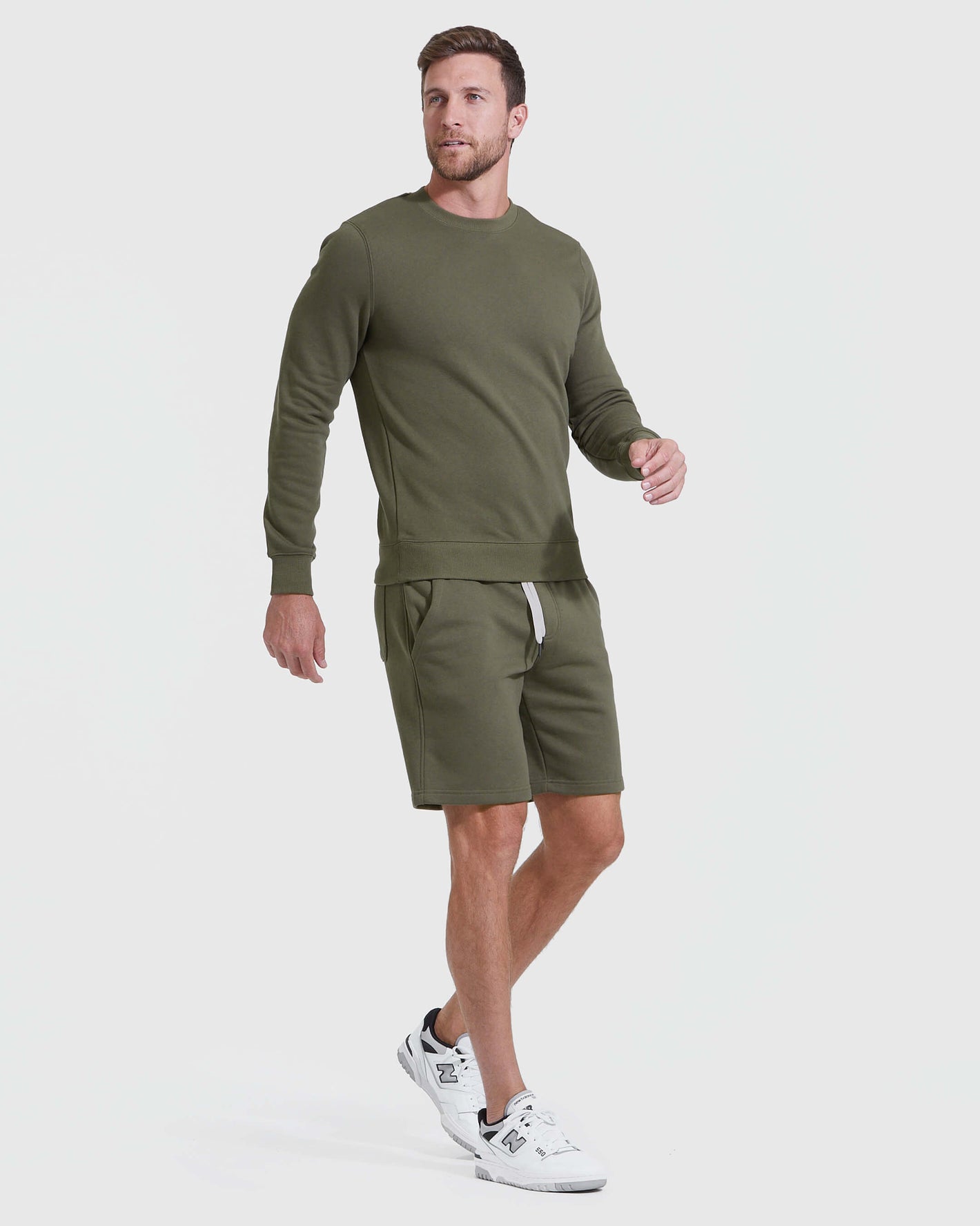 Military Green Fleeced French Terry Short