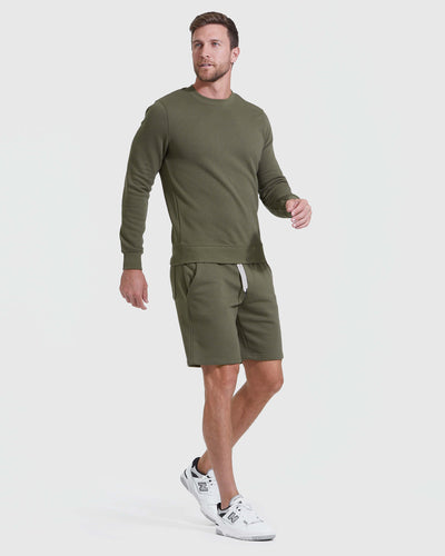 Fleece French Terry Shorts - Military Green