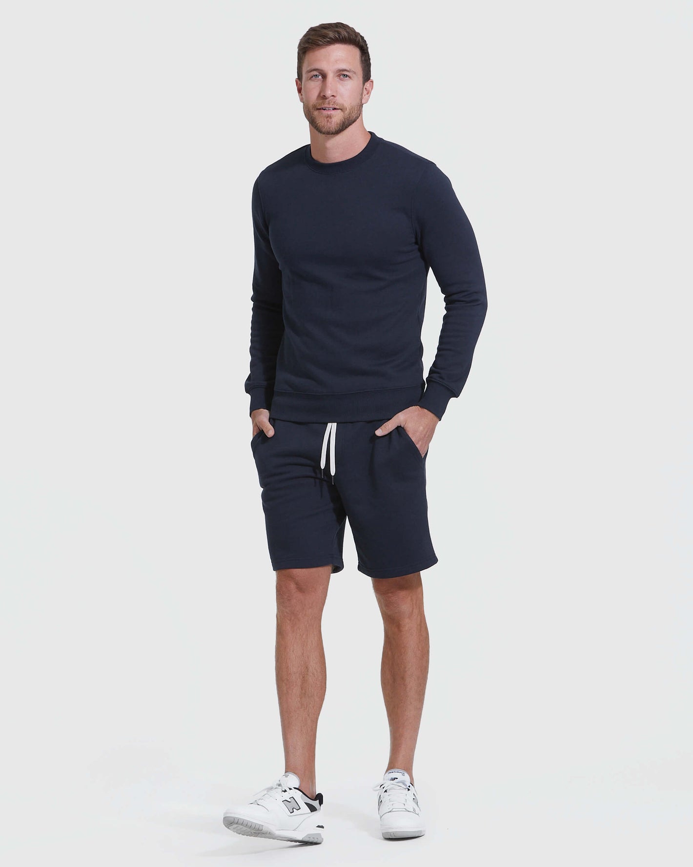 Navy Fleeced French Terry Short