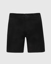 Black Commuter Short, mid-thigh, sleek design, belt loops, side pockets.