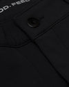 Black Commuter Short close-up showing flap pocket with snap button.