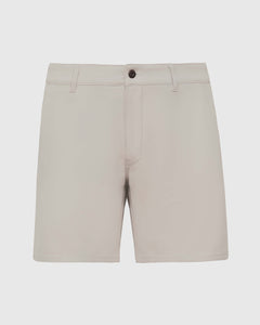 True ClassicSandstone Commuter Short featuring flat-front design and belt loops against plain backdrop.