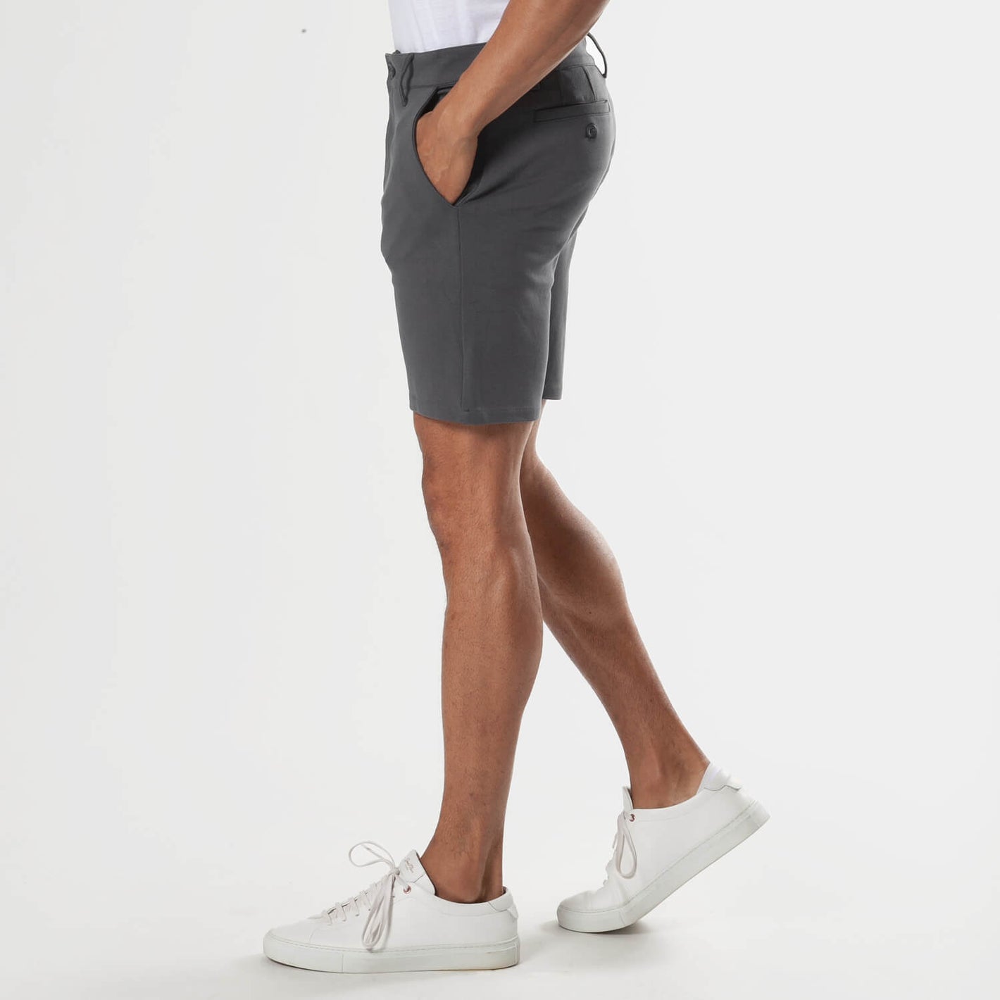 Carbon 7 Inseam Chino Shorts displayed with casual stance.