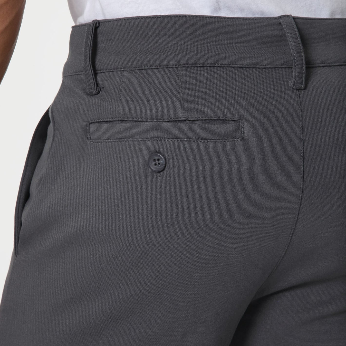 Carbon 7.5 Inseam Chino Shorts, back view showing belt loop and pocket.