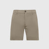 7 Khaki Comfort Knit Chino Shorts with belt loops and button closure.