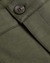 7 Military Green Comfort Knit Chino Short pocket flap with button detail.