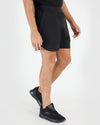 7 Black Active Training Shorts 2.0 with side pockets and elastic waistband.