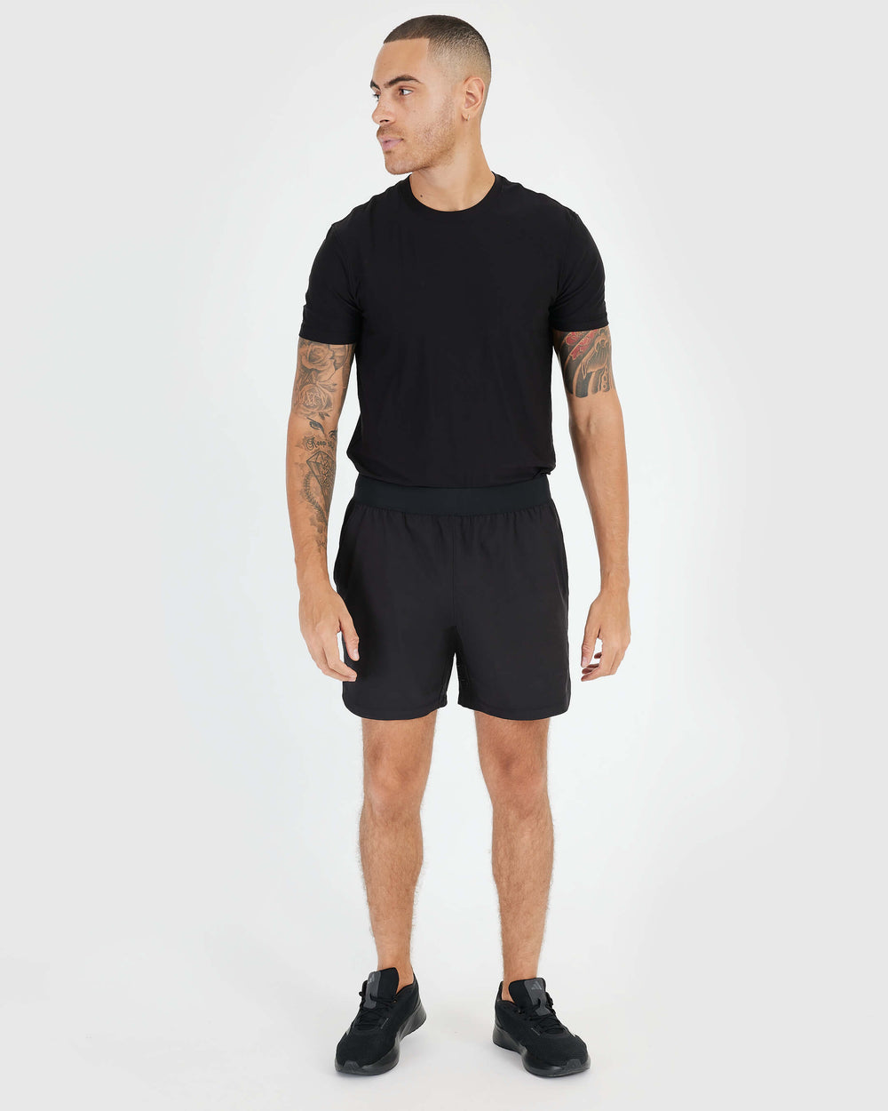 7" Black Active Training Shorts