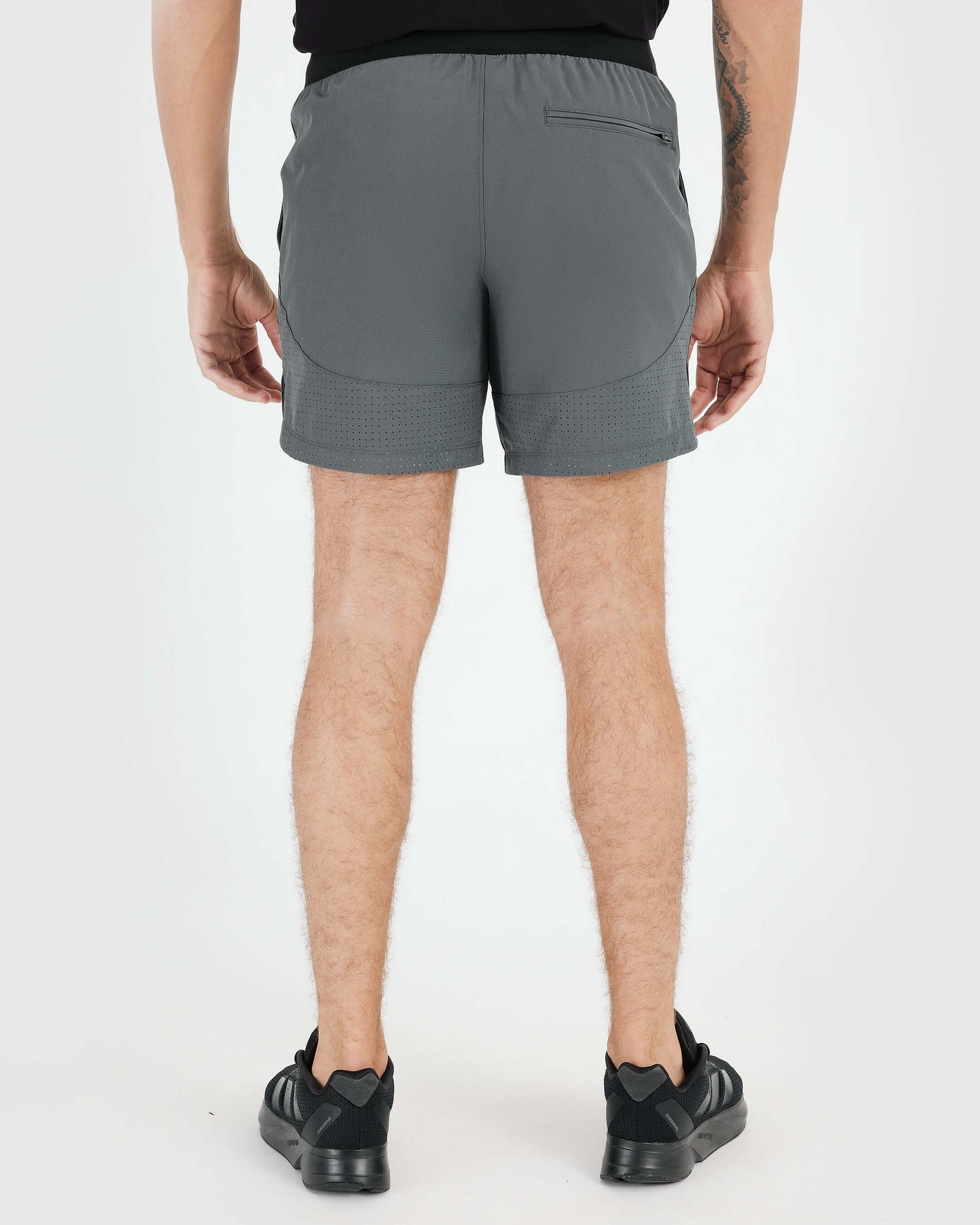Back view of 7 Carbon Active Training Short with zippered pocket.