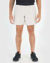 7 Sandstone Active Training Short showcasing breathability and comfort with black waistband.