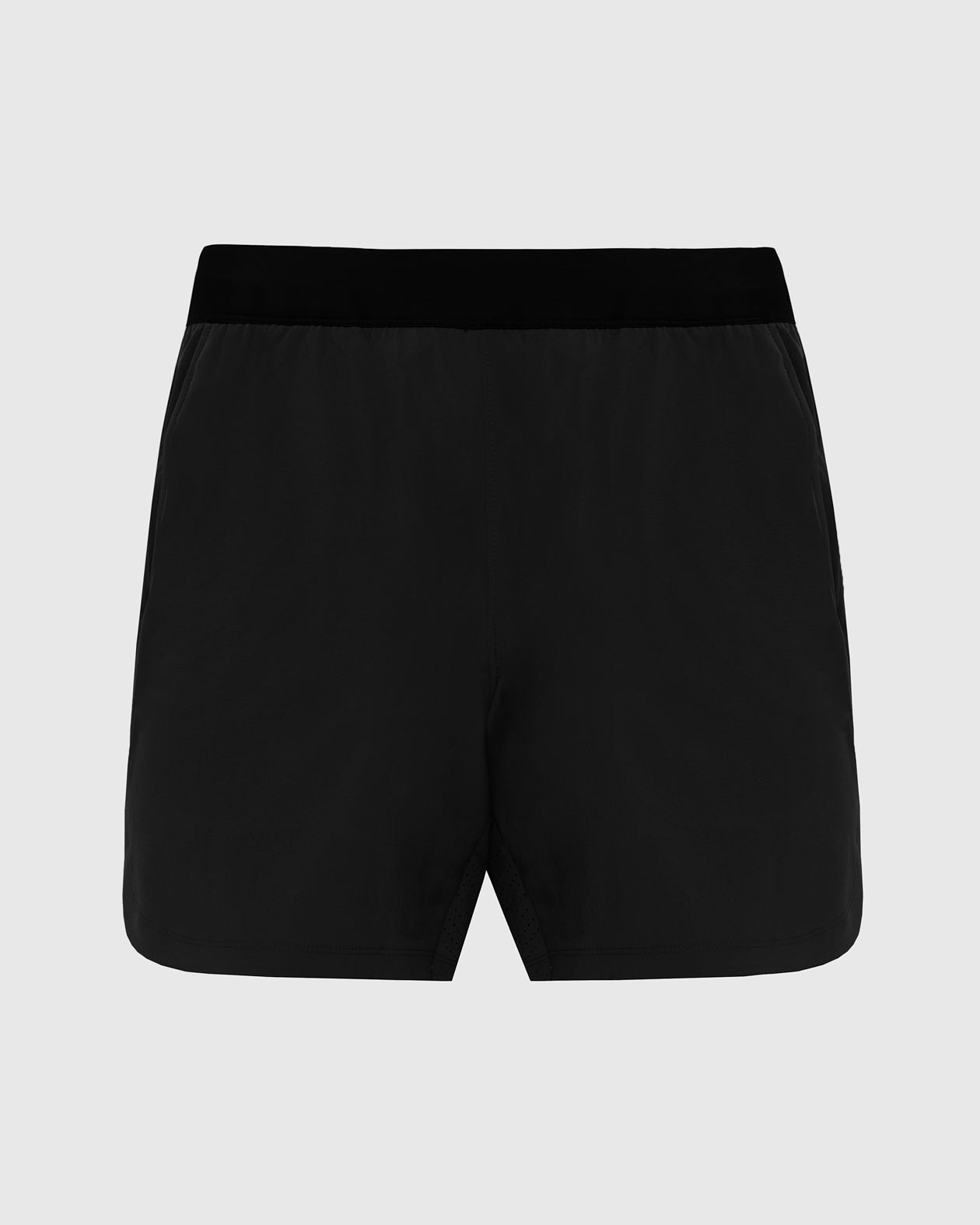 7 Black Active Training Shorts 2.0 with elastic waistband and side-slit hems.