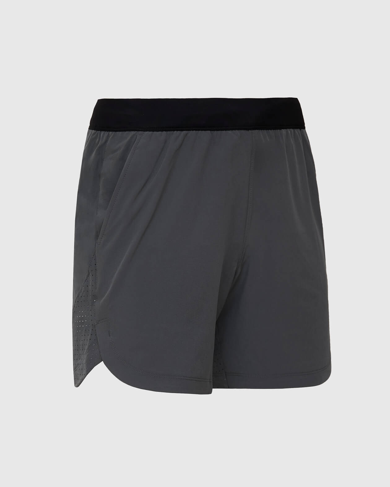 7 Carbon Active Training Short with black waistband and zippered pockets.