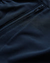 7 Navy Active Training Shorts 2.0 with zippered pocket and detailed stitching.