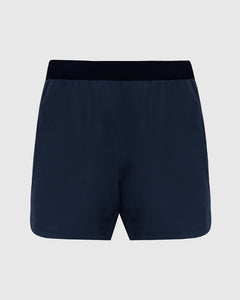 True Classic7 Navy Active Training Shorts 2.0 with elastic waistband and side slits.