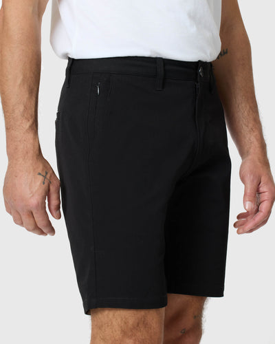 Pantalones cortos de sarga clásicos negros de 9"