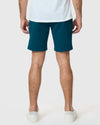 Centurion Twill Short, teal-blue, knee-length, worn by man, back view.