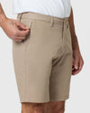 Khaki Twill Short with zip pocket detail and structured fit.