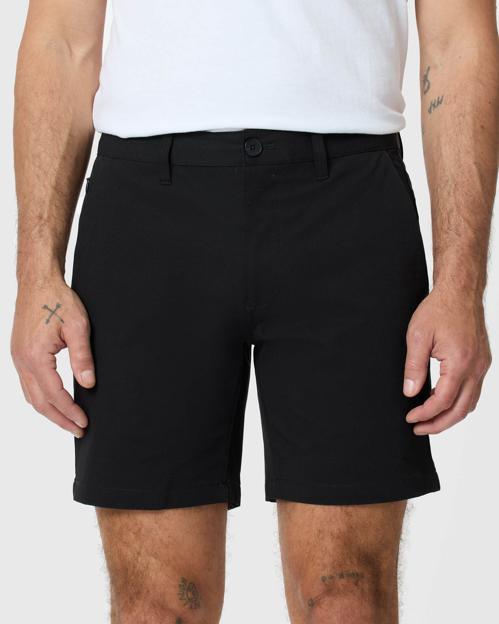 7" Black Classic Twill Shorts