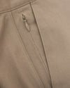7 Khaki Classic Twill Shorts with visible seam stitching and zipper detail.