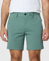 7 Moss Classic Twill Shorts on model, featuring belt loops and side pockets.