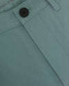 7 Moss Classic Twill Shorts waistband with button, belt loop, and fly.