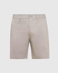 True Classic7 Sandstone Classic Twill Shorts, front view, with waistband and belt loops.