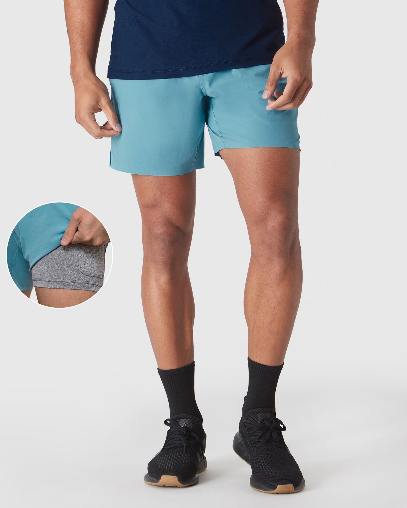 Voyager 7 2-in-1 Training Shorts with built-in liner and pocket.