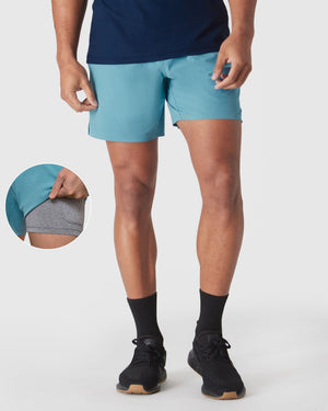 Voyager 7 2-in-1 Training Shorts with built-in liner and pocket.