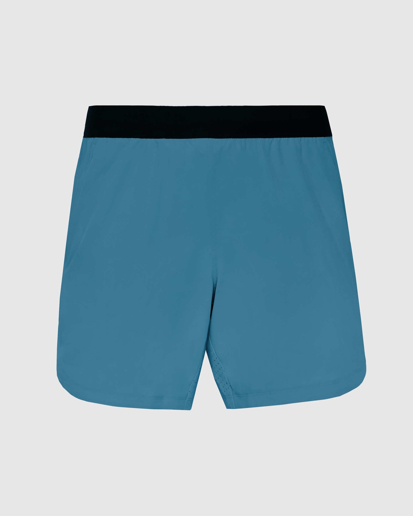 Sapphire 7 Active Training Short with black waistband and zippered pockets.