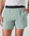 7 Slate Green Active Training Shorts 2.0 focus on fit and details.