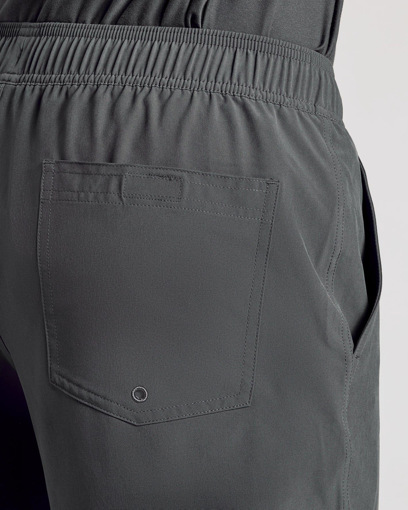 Back of 9 All Carbon Active Quick Dry Shorts showing waistband and pockets.