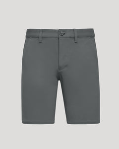 True Classic9 Carbon Chino Shorts 2.0, mid-length gray, flat-front, tailored fit.
