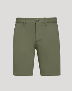 True Classic9 Military Green Chino Shorts 2.0 with belt loops and side pockets.