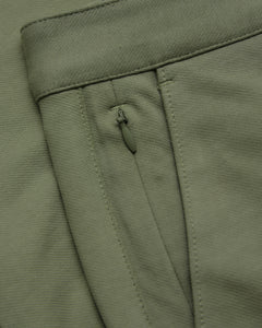 True Classic9 Military Green Chino Shorts 2.0 waistband with zippered side pocket.