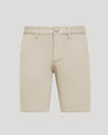 9 Sandstone Chino Shorts 2.0, front view, with pockets and belt loops.