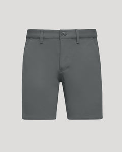 True Classic7 Carbon Chino Shorts 2.0, solid charcoal-gray, above-knee, casual style.