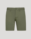 7 Military Green Classic Chino Shorts with button front and side pockets.