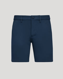 True Classic7 Navy Chino Shorts 2.0 with button closure and side pockets.