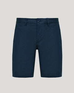 True Classic9 Navy Linen Shorts with a clean, straight cut and angled pockets.