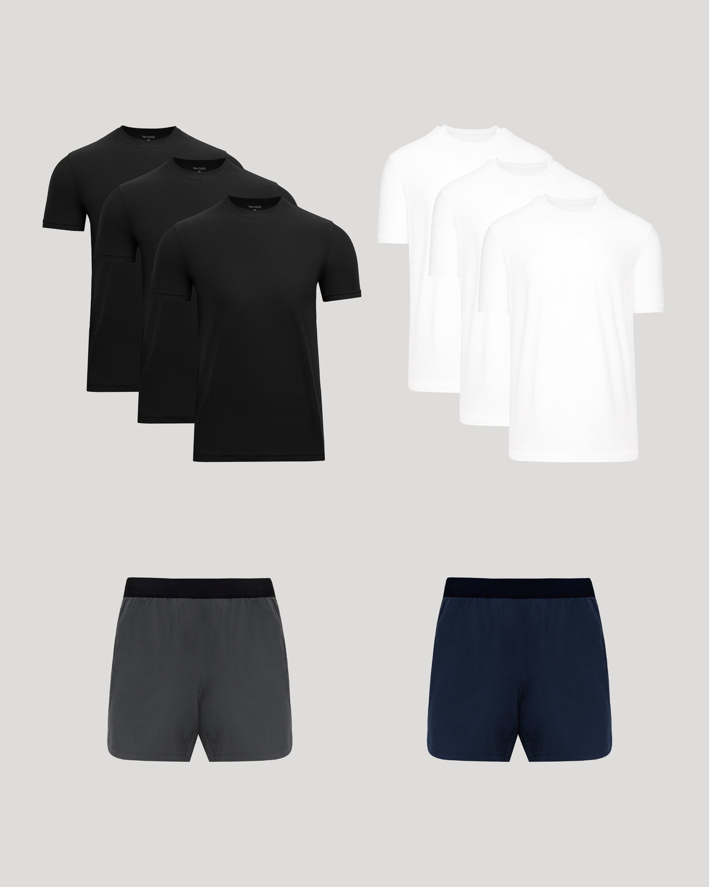 Active Crew & Training Short 8-Pack laid out on a plain background.