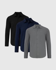 True ClassicDark Hues Commuter Long Sleeve Shirt 3-Pack